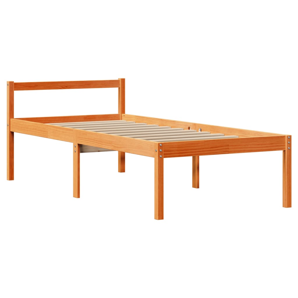 Cama com estante sem colchão 75x190 cm madeira maciça