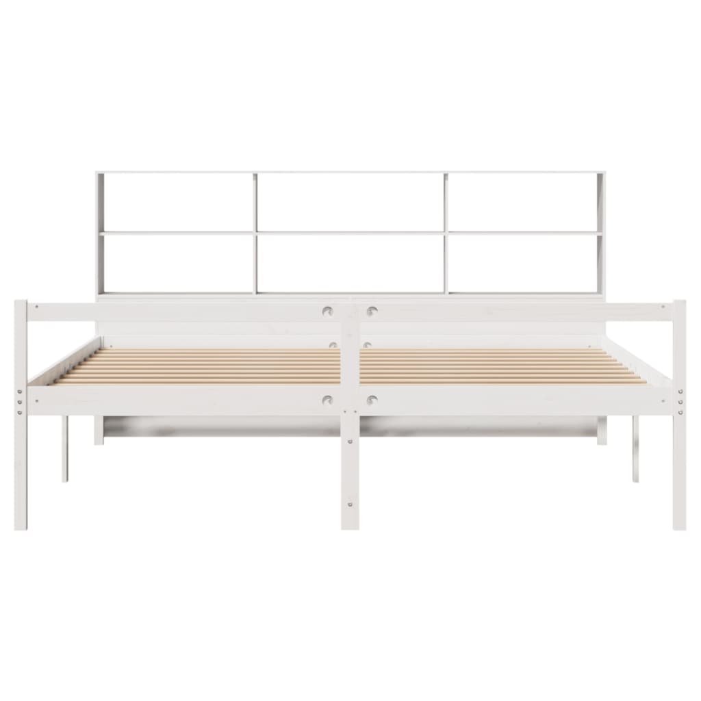 Cama com estante sem colchão 180x200 cm pinho maciço branco