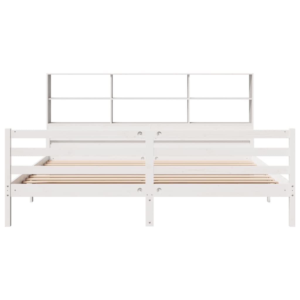 Cama com estante sem colchão 180x200 cm pinho maciço branco