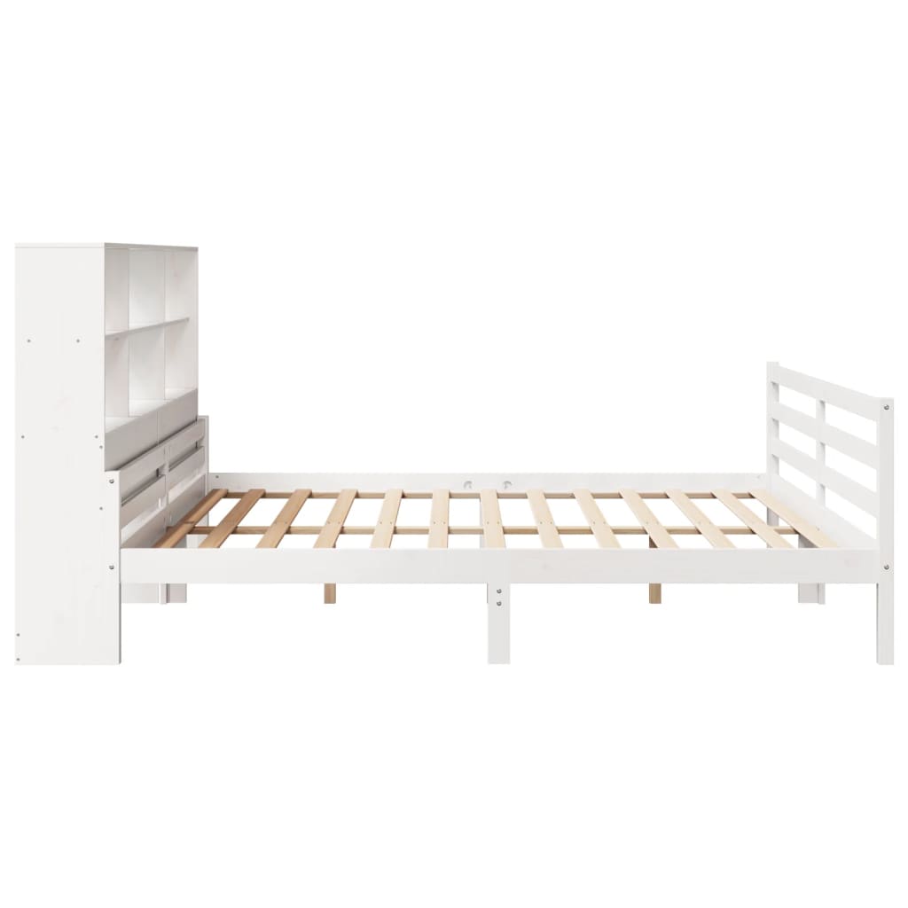 Cama com estante sem colchão 180x200 cm pinho maciço branco