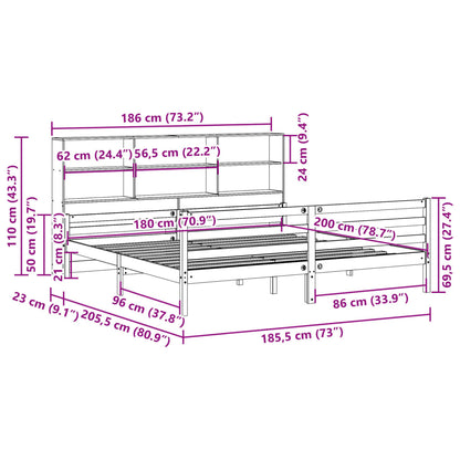 Cama com estante sem colchão 180x200 cm pinho maciço branco