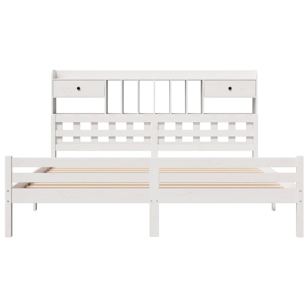 Cama com estante sem colchão 180x200 cm pinho maciço branco