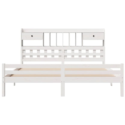 Cama com estante sem colchão 180x200 cm pinho maciço branco