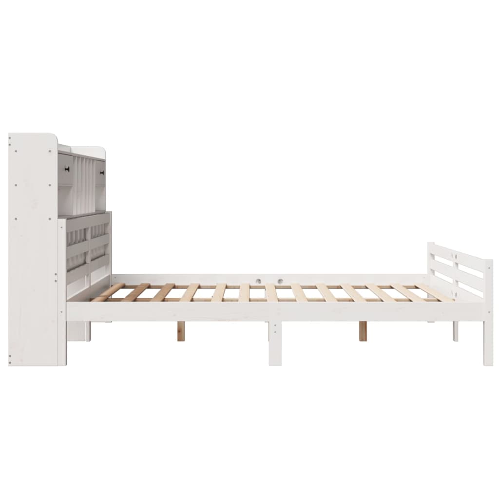 Cama com estante sem colchão 180x200 cm pinho maciço branco