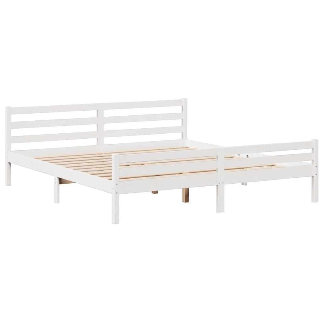 Cama com estante sem colchão 180x200 cm pinho maciço branco