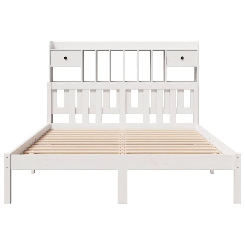 Cama com estante sem colchão 150x200 cm pinho maciço branco