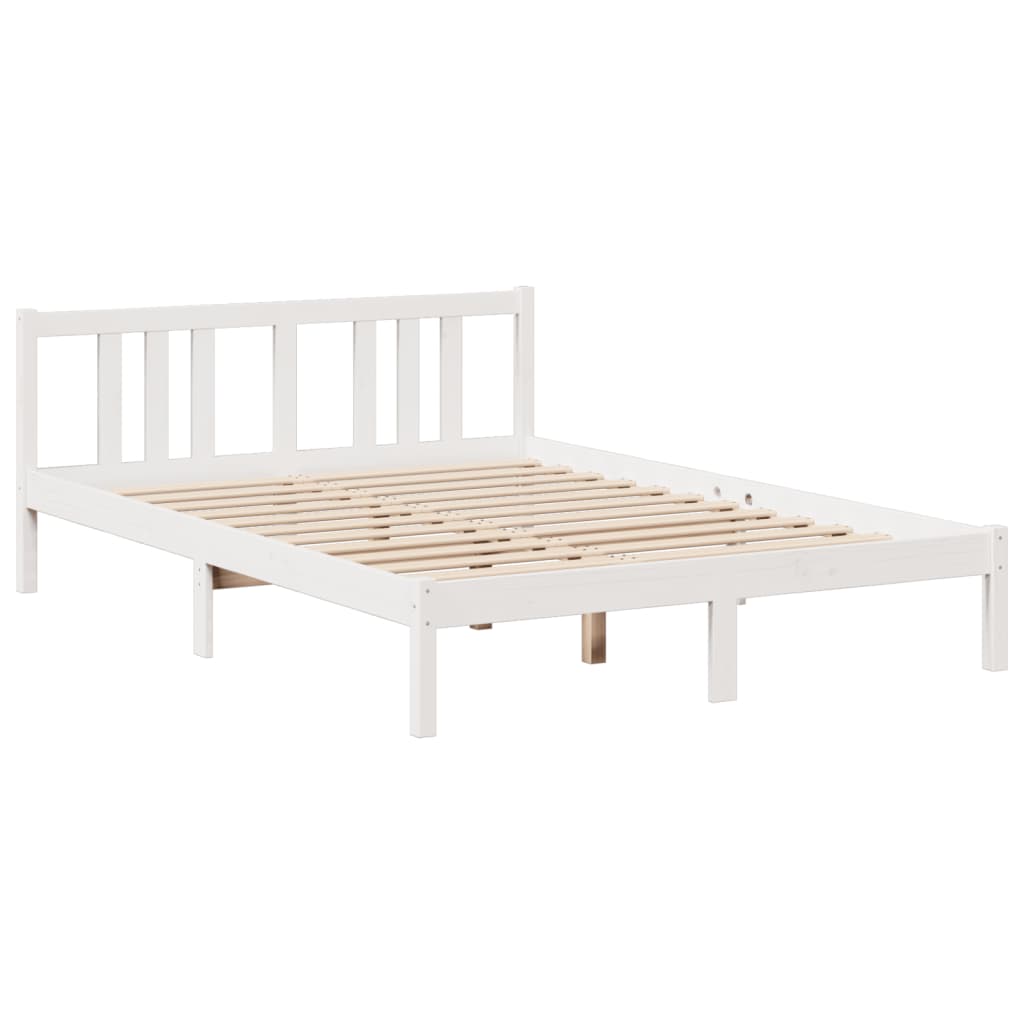 Cama com estante sem colchão 150x200 cm pinho maciço branco