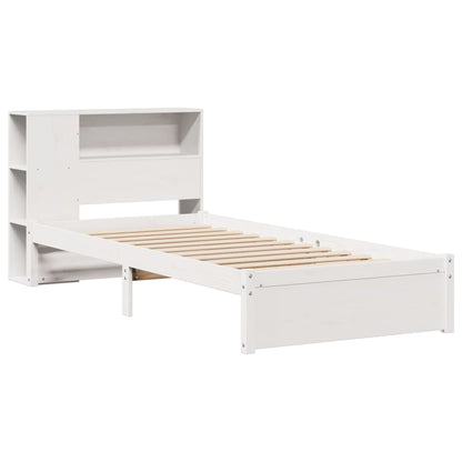 Cama com estante sem colchão 75x190 cm pinho maciço branco