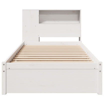 Cama com estante sem colchão 75x190 cm pinho maciço branco