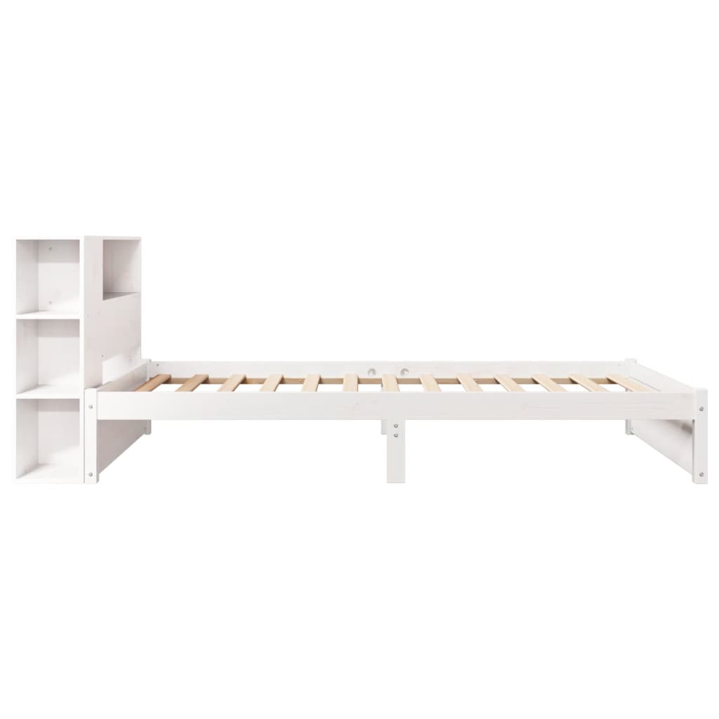 Cama com estante sem colchão 75x190 cm pinho maciço branco