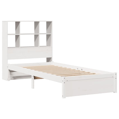 Cama com estante sem colchão 75x190 cm pinho maciço branco