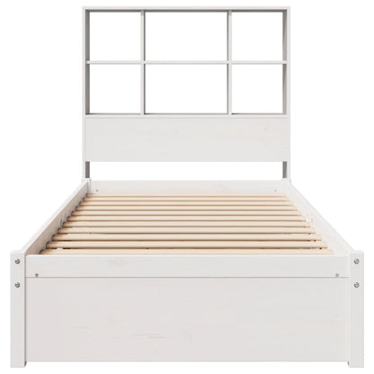 Cama com estante sem colchão 75x190 cm pinho maciço branco