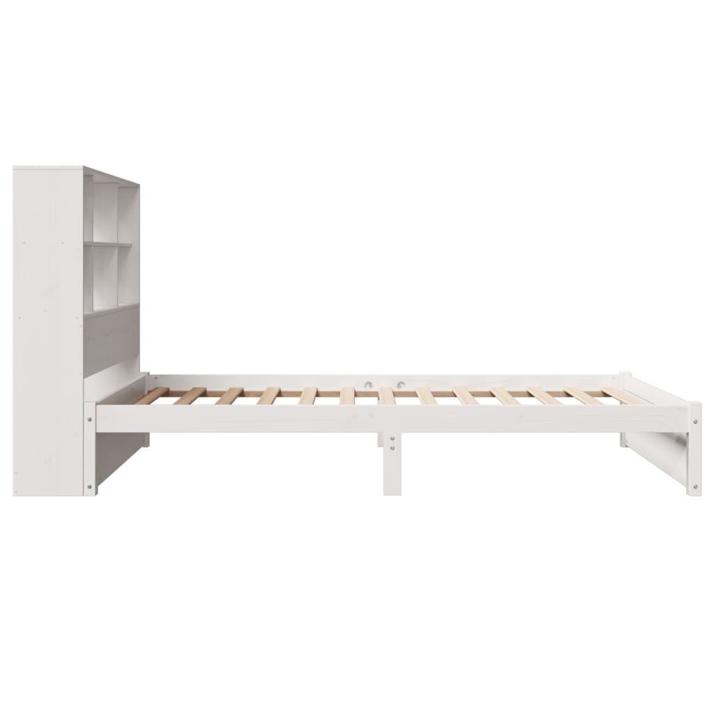 Cama com estante sem colchão 75x190 cm pinho maciço branco