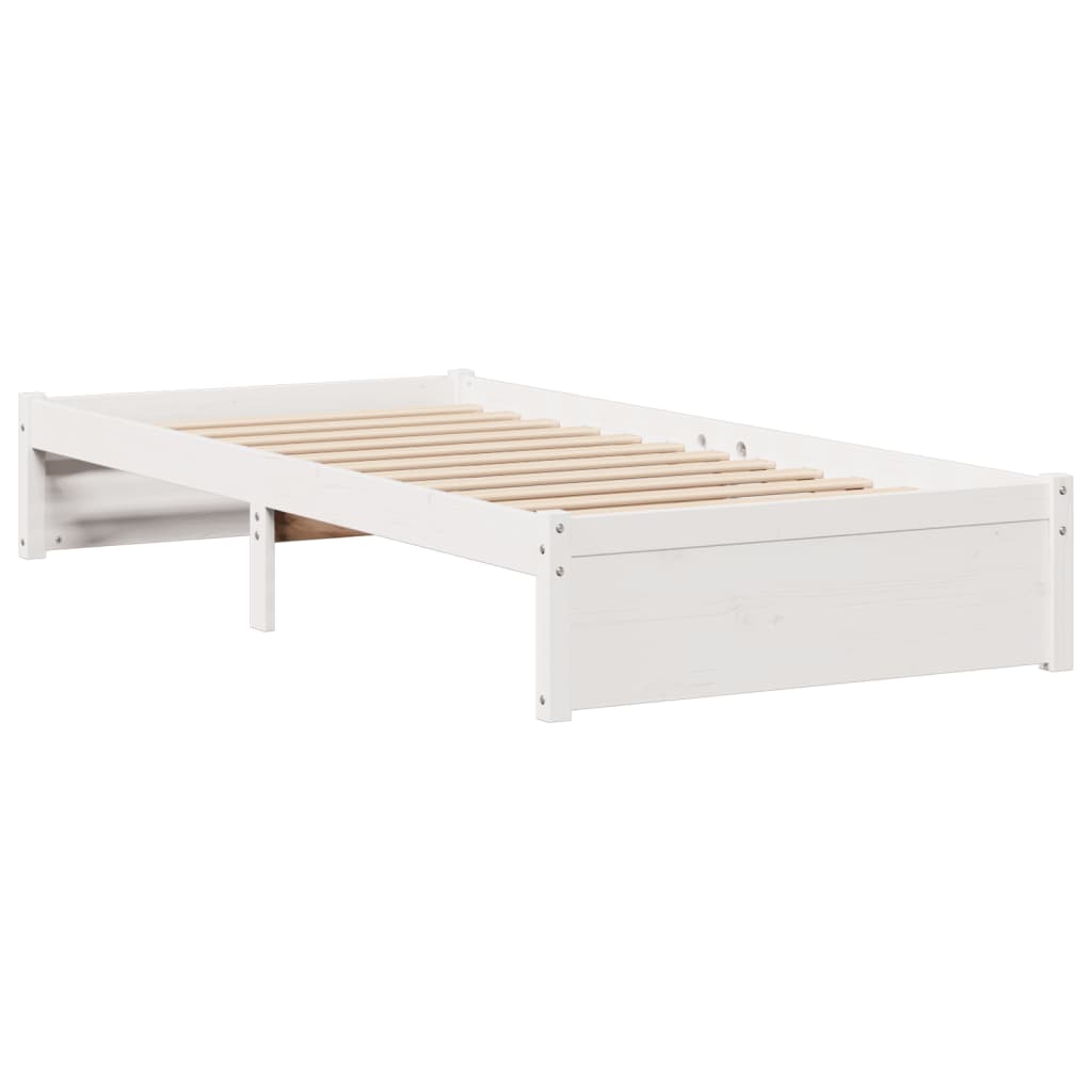 Cama com estante sem colchão 75x190 cm pinho maciço branco