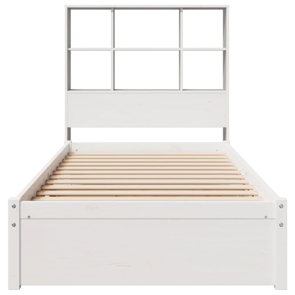 Cama com estante sem colchão 90x190 cm pinho maciço branco