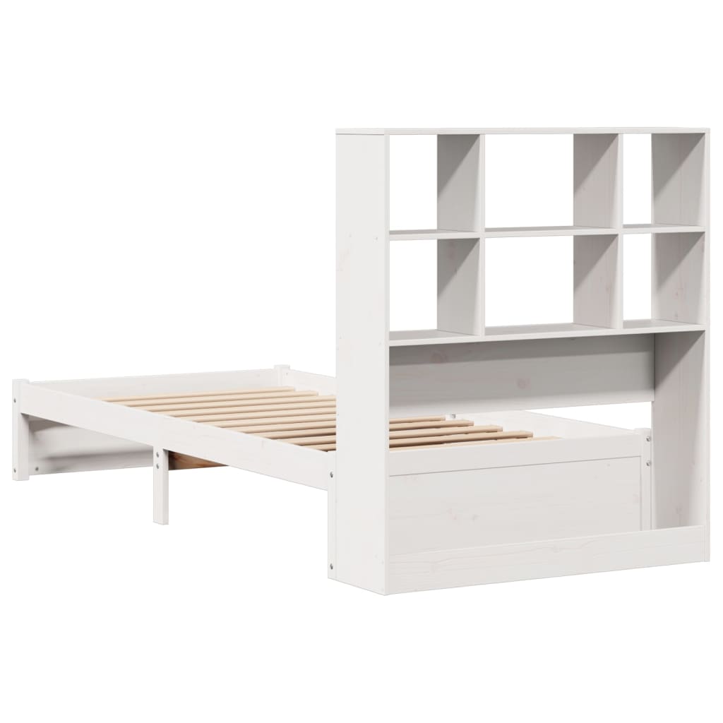 Cama com estante sem colchão 90x190 cm pinho maciço branco