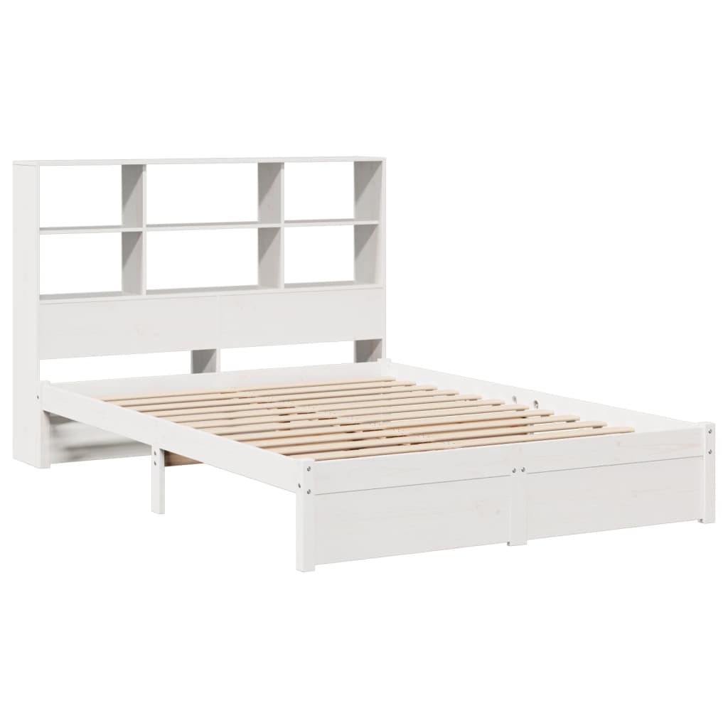 Cama com estante sem colchão 135x190 cm pinho maciço branco