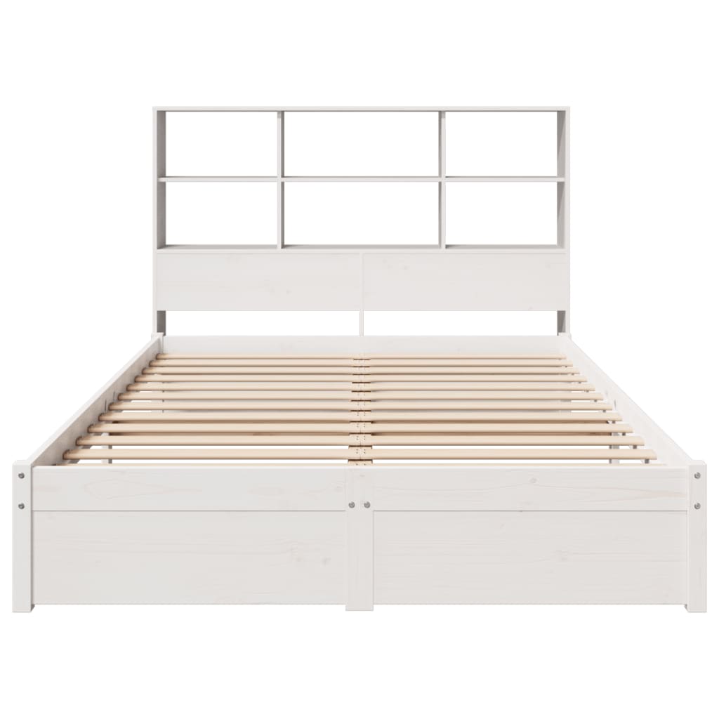 Cama com estante sem colchão 135x190 cm pinho maciço branco