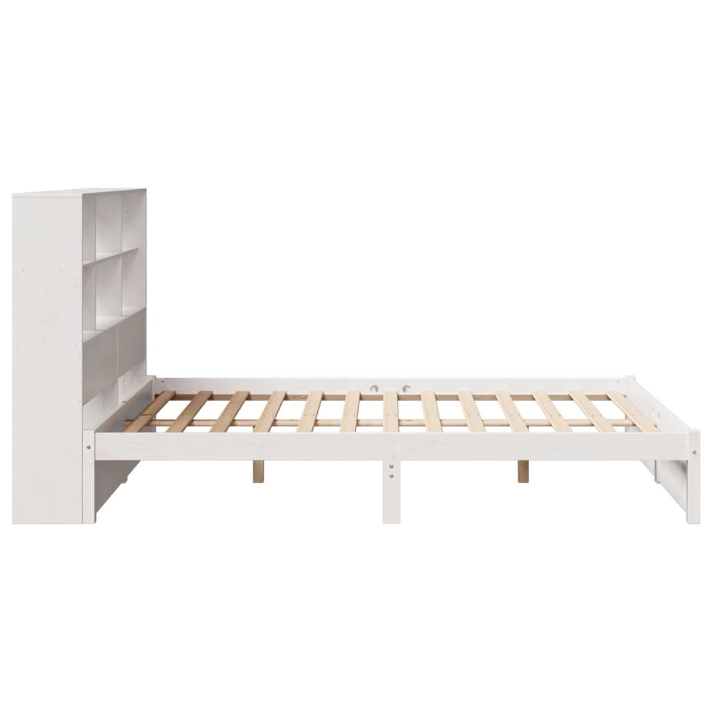 Cama com estante sem colchão 135x190 cm pinho maciço branco