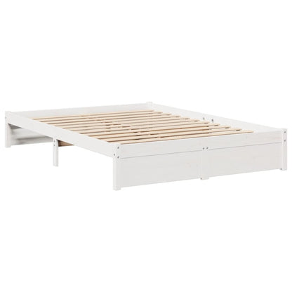 Cama com estante sem colchão 135x190 cm pinho maciço branco