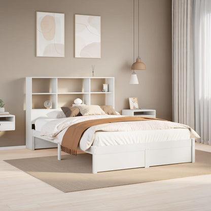 Cama com estante sem colchão 135x190 cm pinho maciço branco