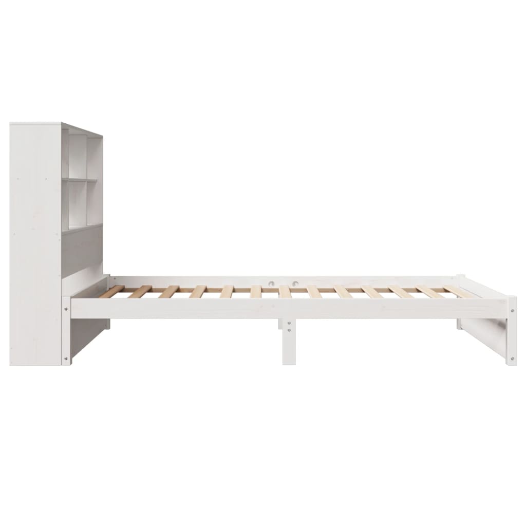 Cama com estante sem colchão 90x200 cm pinho maciço branco