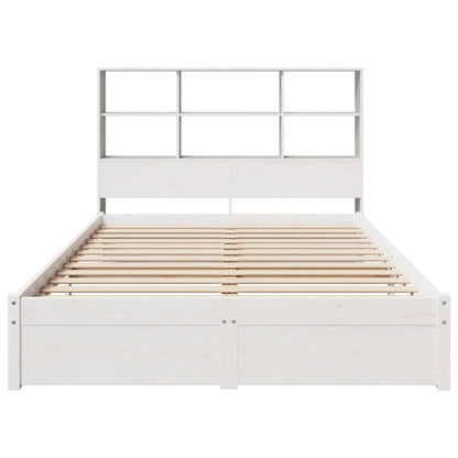 Cama com estante sem colchão 120x200 cm pinho maciço branco