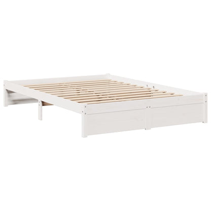 Cama com estante sem colchão 120x200 cm pinho maciço branco