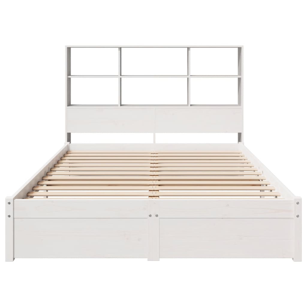 Cama com estante sem colchão 140x200 cm pinho maciço branco