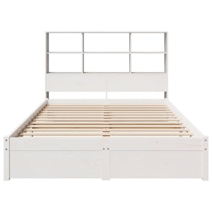 Cama com estante sem colchão 140x200 cm pinho maciço branco