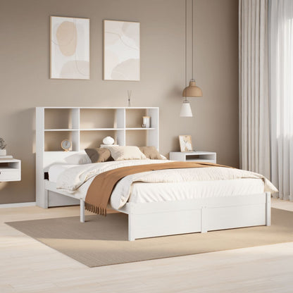 Cama com estante sem colchão 160x200 cm pinho maciço branco