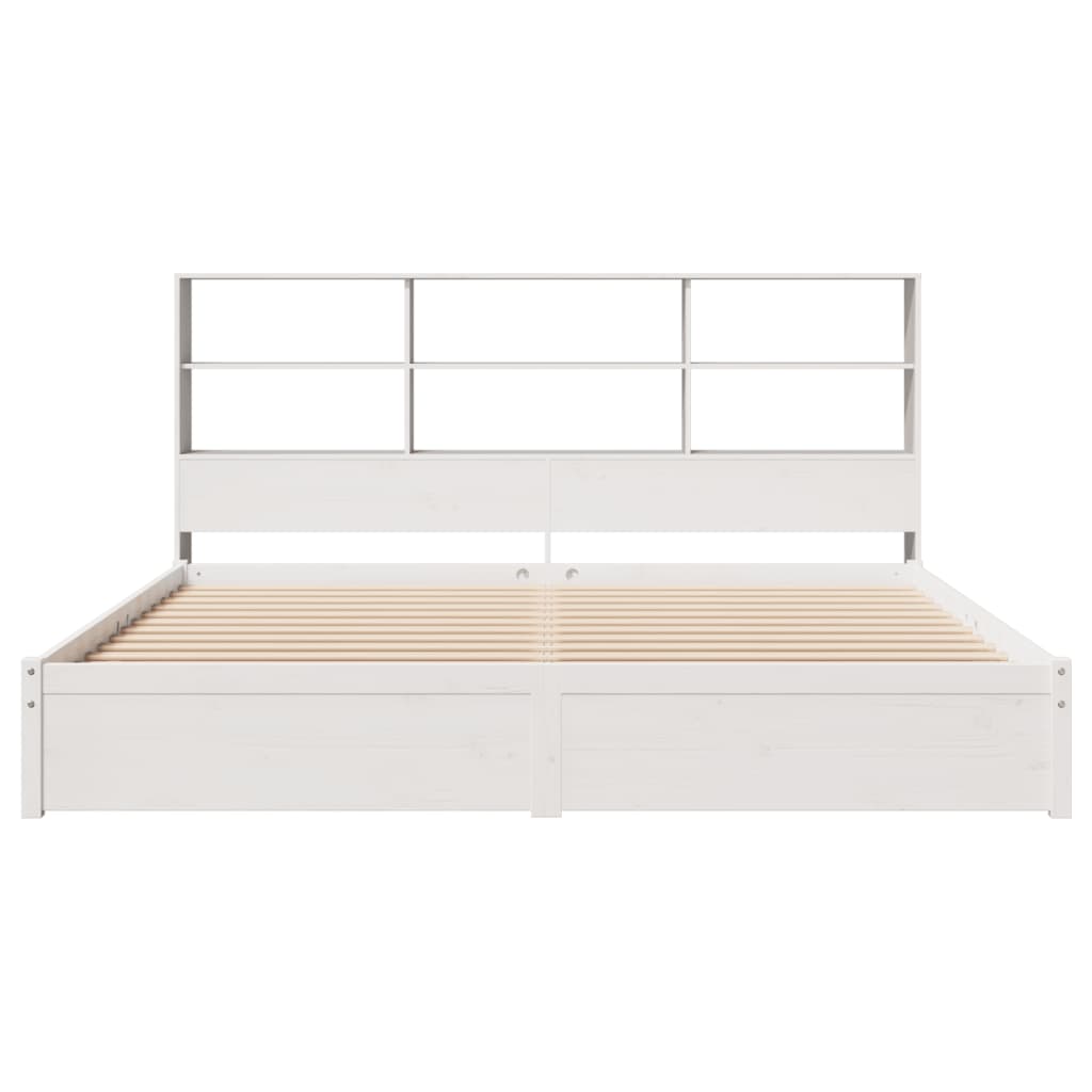 Cama com estante sem colchão 180x200 cm pinho maciço branco