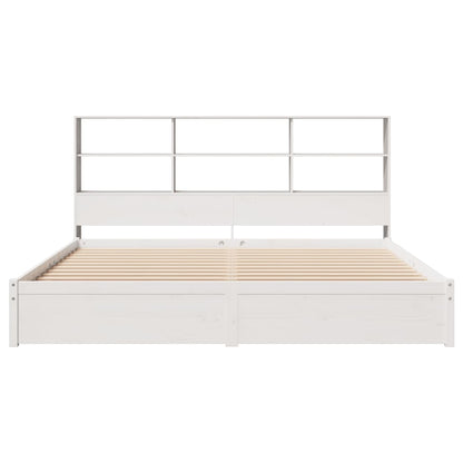 Cama com estante sem colchão 180x200 cm pinho maciço branco