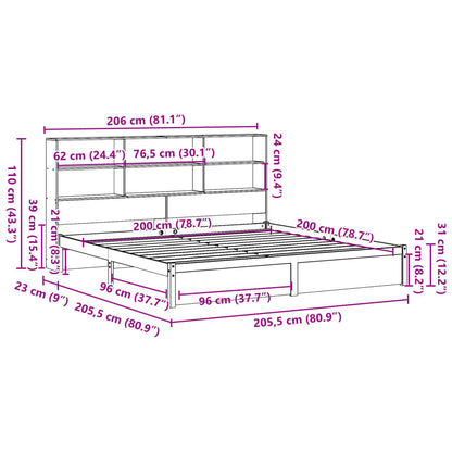 Cama com estante sem colchão 200x200 cm pinho maciço