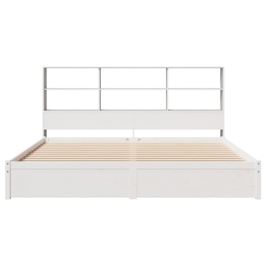 Cama com estante sem colchão 200x200 cm pinho maciço branco