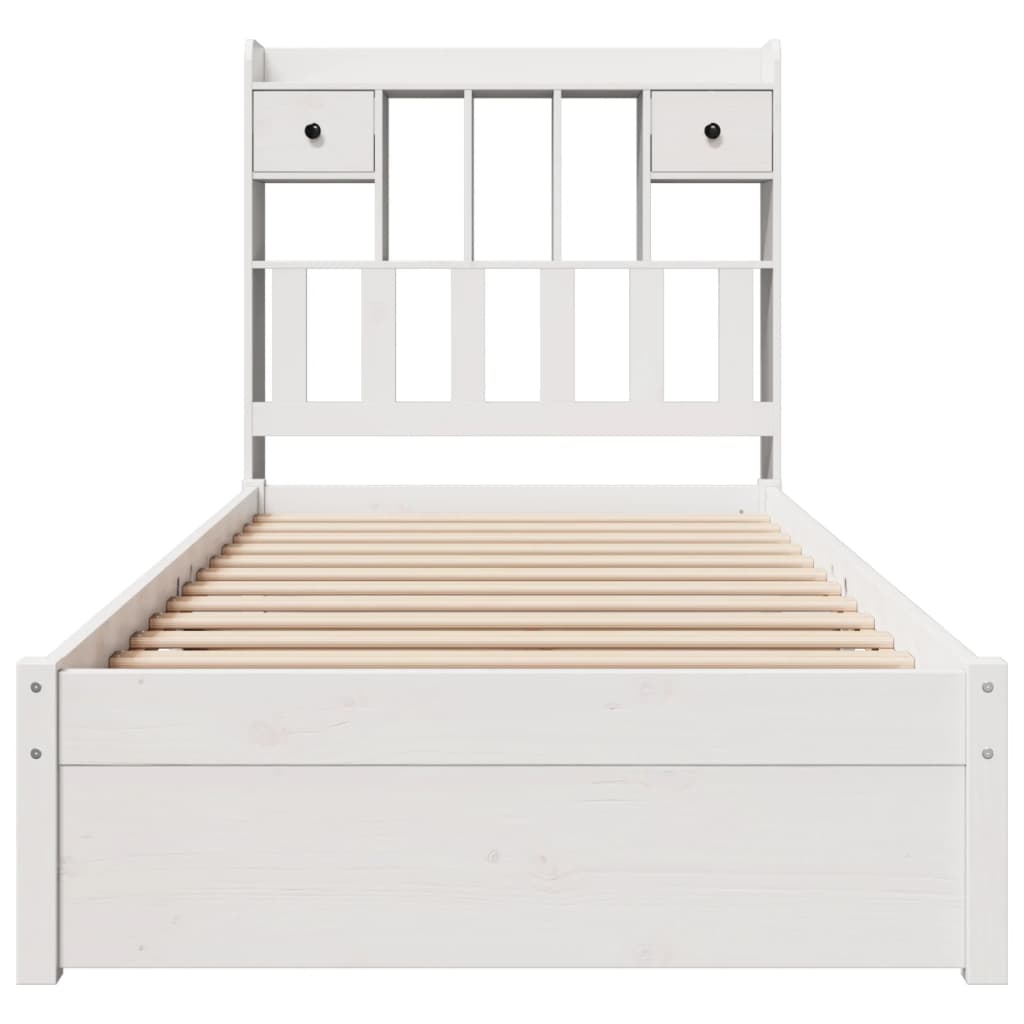 Cama com estante sem colchão 75x190 cm pinho maciço branco