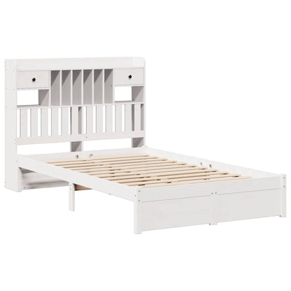 Cama com estante sem colchão 120x190 cm pinho maciço branco