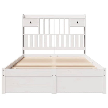 Cama com estante sem colchão 120x190 cm pinho maciço branco