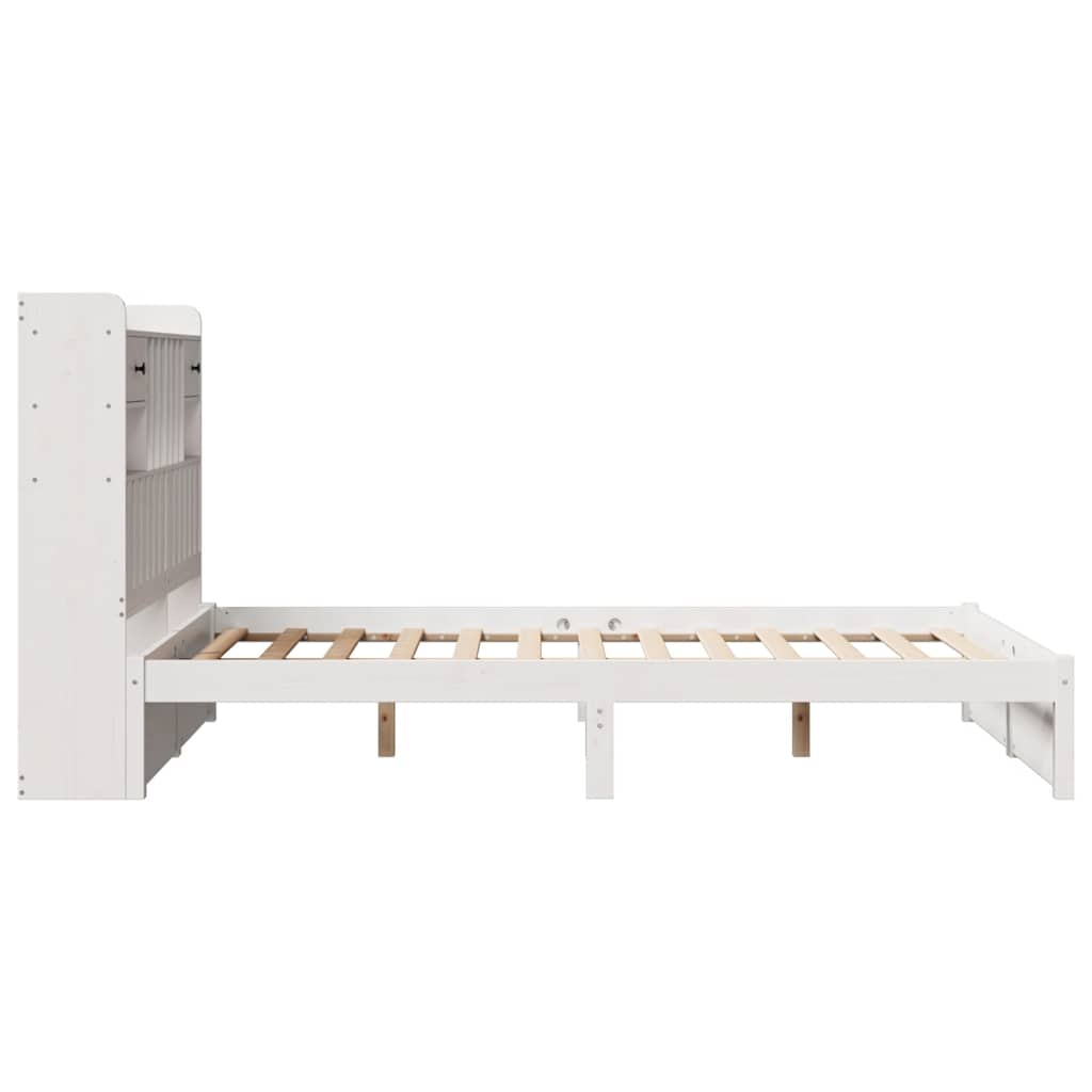 Cama com estante sem colchão 120x190 cm pinho maciço branco