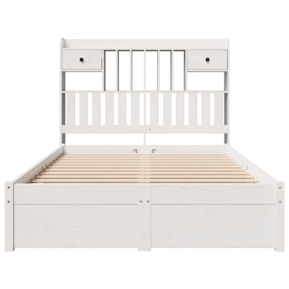 Cama com estante sem colchão 135x190 cm pinho maciço branco