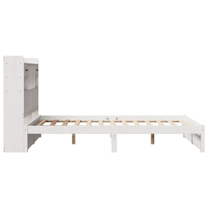 Cama com estante sem colchão 135x190 cm pinho maciço branco