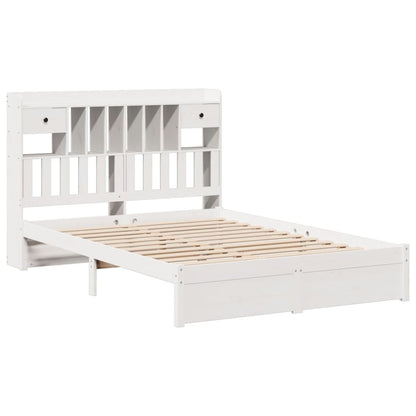 Cama com estante sem colchão 140x190 cm pinho maciço branco