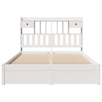 Cama com estante sem colchão 140x190 cm pinho maciço branco