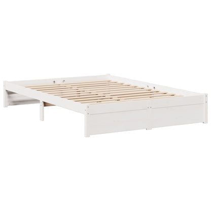 Cama com estante sem colchão 140x190 cm pinho maciço branco