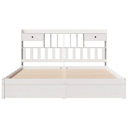 Cama com estante sem colchão 180x200 cm pinho maciço branco