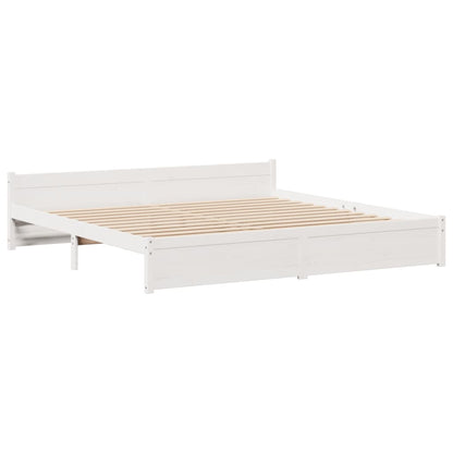 Cama com estante sem colchão 180x200 cm pinho maciço branco