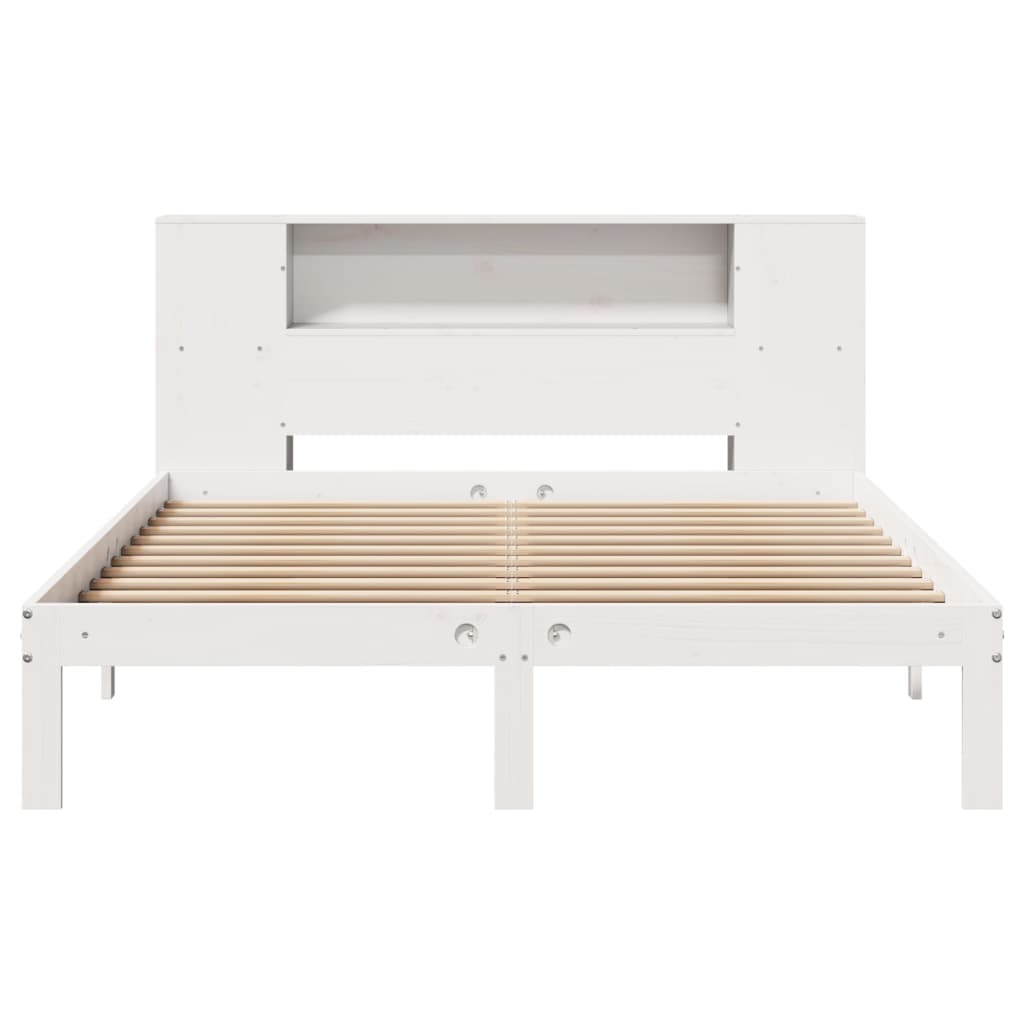 Cama com estante sem colchão 120x190 cm pinho maciço branco