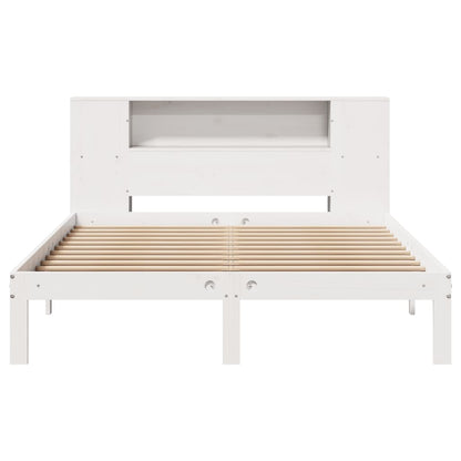 Cama com estante sem colchão 135x190 cm pinho maciço branco