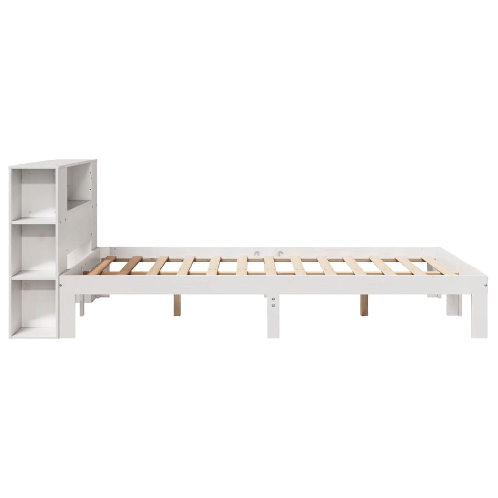 Cama com estante sem colchão 135x190 cm pinho maciço branco