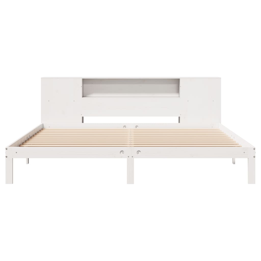 Cama com estante sem colchão 180x200 cm pinho maciço branco